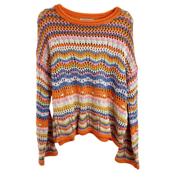 Miss Sparkling Colorful Sweater Womens Size Large Orange Multi - Picture 1 of 4